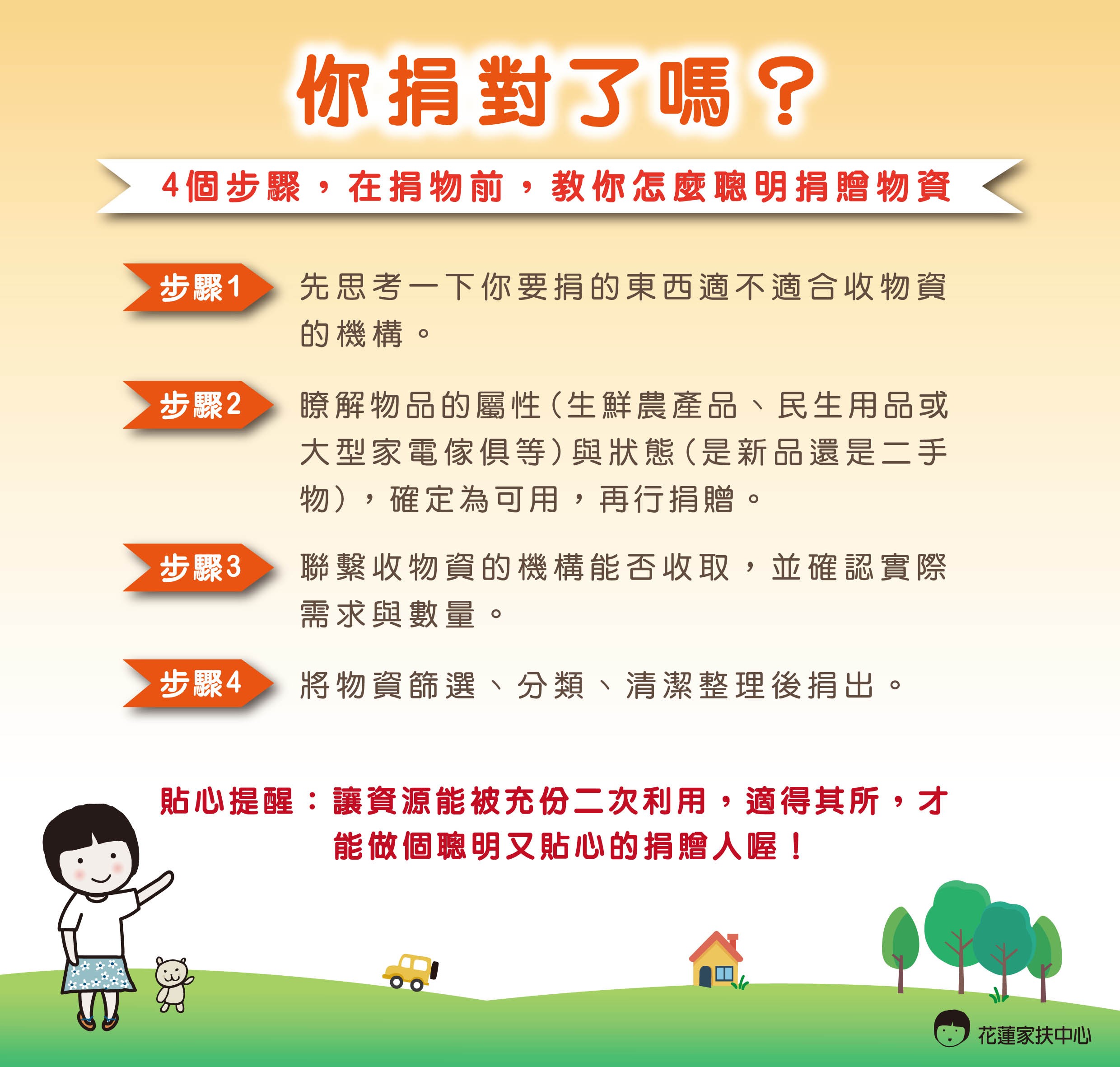 捐贈須知 物資捐贈 花蓮家扶中心